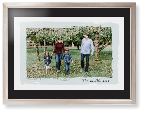 Brush Stroke Border Framed Print, Metallic, Modern, Black, Black, Single piece, 24x36, Gray, air