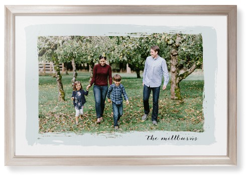 Brush Stroke Border Framed Print, Metallic, Modern, None, None, Single piece, 24x36, Gray, air