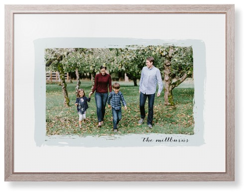Brush Stroke Border Framed Print, Rustic, Modern, None, White, Single piece, 24x36, Gray
