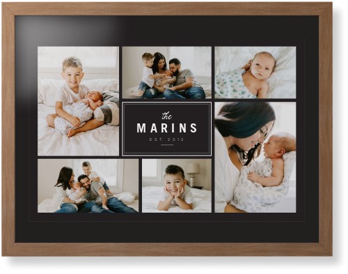 Contemporary Family Collage Framed Print, Natural, Contemporary, Black, Black, Single piece, 24x36, Blue