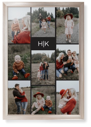 Modern Gallery Monogram of Nine Framed Print, Metallic, Modern, None, None, Single piece, 24x36, Multicolor, multi