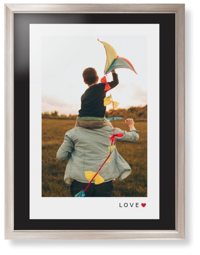 Modern Love Heart Portrait Framed Print, Metallic, Modern, Black, Black, Single piece, 24x36, White