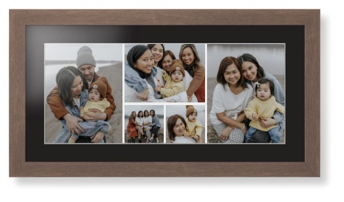 Gallery of Five Panoramic Framed Print, Walnut, Contemporary, White, Black, Single piece, 10x24, Multicolor, multi