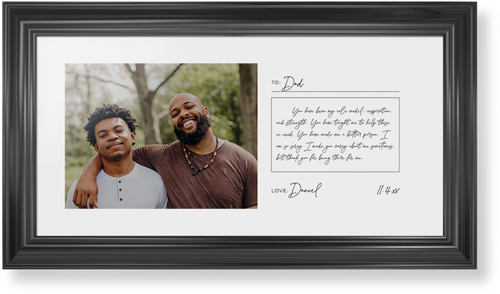 Handwritten Letter Framed Print, Black, Classic, None, White, Single piece, 10x24, White