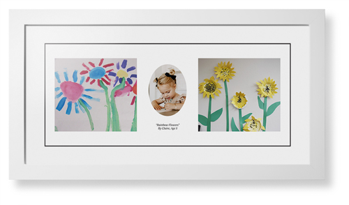 Oval Vignette Framed Print, White, Contemporary, Black, White, Single piece, 10x24, White, white