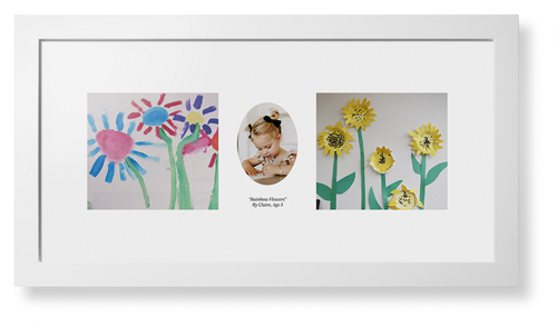 Oval Vignette Framed Print, White, Contemporary, White, White, Single piece, 10x24, White