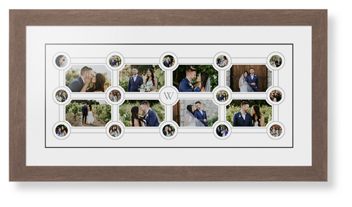 Vintage Family Tree Framed Print, Walnut, Contemporary, Black, White, Single piece, 10x24, White, white