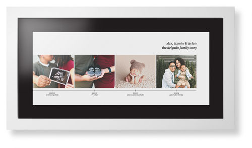 Family Timeline Framed Print, White, Contemporary, Black, Black, Single piece, 10x24, White