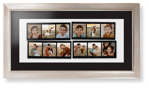 Favorite Film Collage Framed Print, Metallic, Modern, None, Black, Single piece, 10x24, White