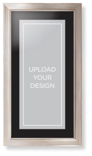Upload Your Own Design Portrait Framed Print, Metallic, Modern, White, Black, Single piece, 10x24, Multicolor