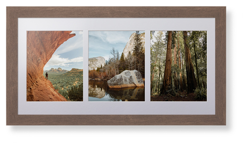 Triple Portrait Deluxe Mat Framed Print, Walnut, Contemporary, White, Single piece, 14x28, Multicolor