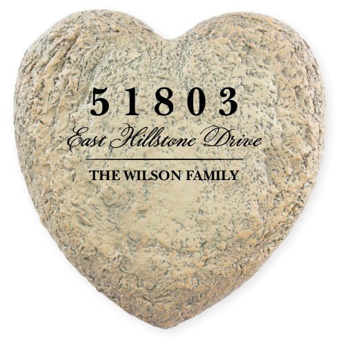 Home Address Garden Stone, Heart Shaped Garden Stone (9x9), White