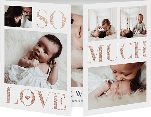 So Much Love Gallery Birth Announcement, Grey, Gate Fold, Matte, Folded Smooth Cardstock, Square