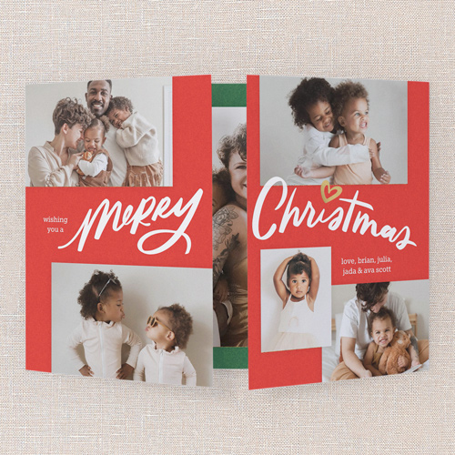 Peaceful Harmony Holiday Card, Red, Gate Fold, Christmas, Pearl Shimmer Cardstock, Square