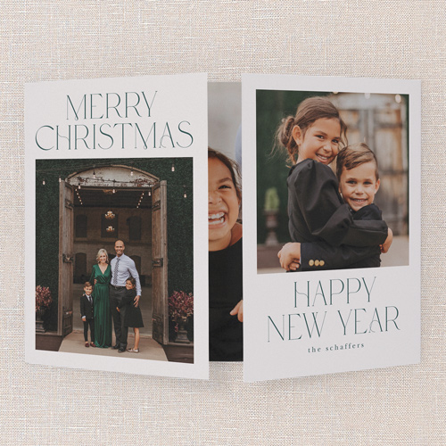 Bordered Focus Holiday Card, Grey, Gate Fold, Christmas, Matte, Folded Smooth Cardstock, Square, Whisper Gray