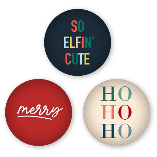 Fun Holiday Spirit Set of 3 Glass Magnets, Set of 3 Glass, Multicolor