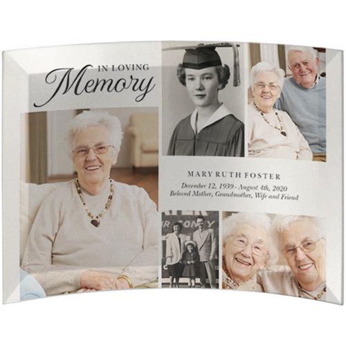 Loving Memory Collage Curved Glass Print, 5x7, Curved, Beige