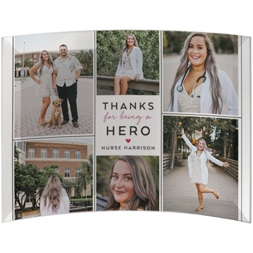 Thank You Hero Collage Curved Glass Print, 5x7, Curved, Red