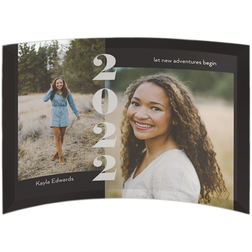 Modern Stacked Grad Curved Glass Print, 7x10, Curved, Gray