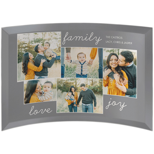 New Family Sentiment Curved Glass Print, 7x10, Curved, Gray, slate