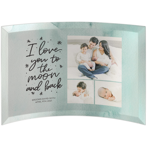 Love You to the Moon Watercolor Curved Glass Print, 7x10, Curved, Green