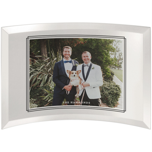 New Double Frame Border Curved Glass Print, 7x10, Curved, White