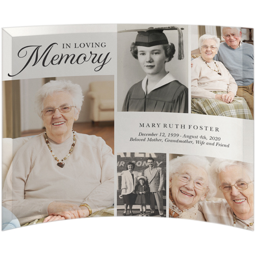 Loving Memory Collage Curved Glass Print, 10x12, Curved, Beige