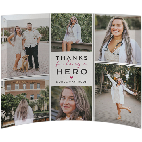 Thank You Hero Collage Curved Glass Print, 10x12, Curved, Red