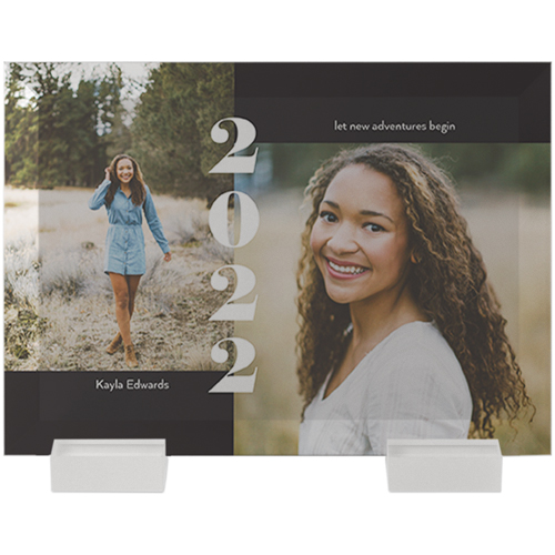 Modern Stacked Grad Flat Glass Print, 5x7, Flat, Gray
