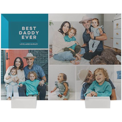 Best Ever Mod Collage Flat Glass Print, 5x7, Flat, Blue, peacock