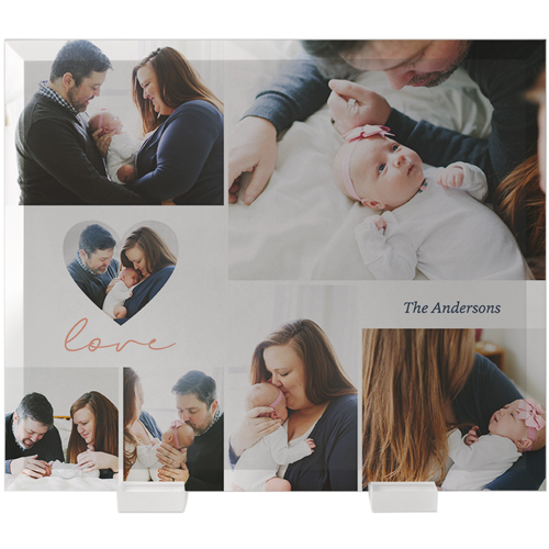 Modern Heart Collage Flat Glass Print, 10x12, Flat, White, white