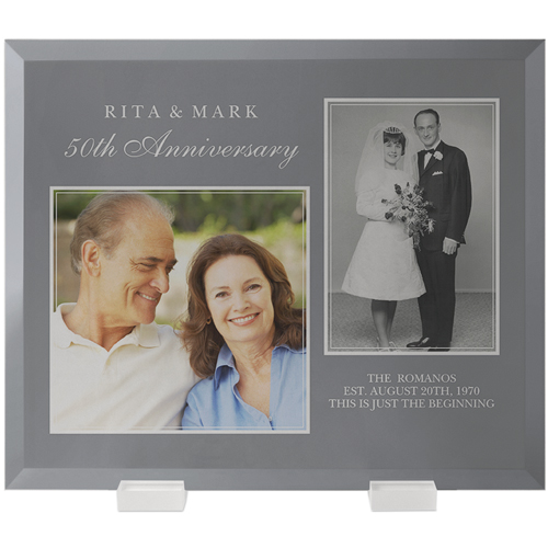 Traditional Anniversary Flat Glass Print, 10x12, Flat, Gray