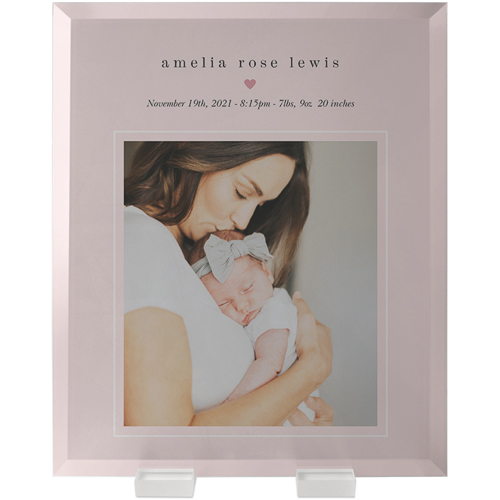 Modern Outline Border Flat Glass Print, 10x12, Flat, Pink, blush