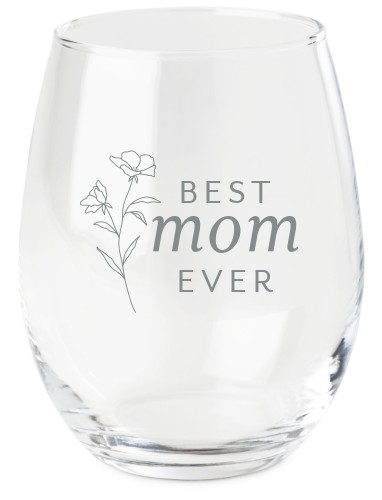 Best Ever Florals Wine Glass, Etched Wine, White
