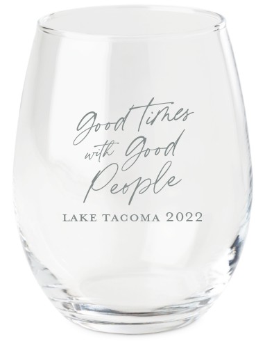 Good Times Wine Glass, Etched Wine, White