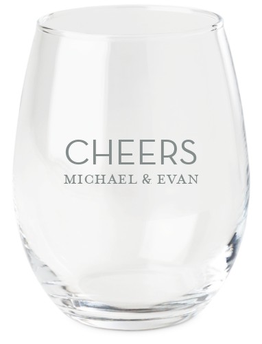 Modern Cheers Wine Glass, Etched Wine, White