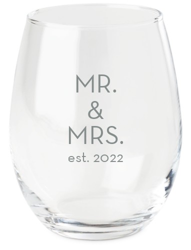 Mr & Mrs Neutral Printed Wine Glass by Shutterfly