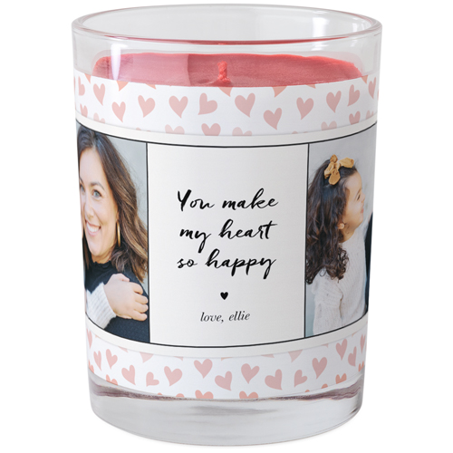 Ombre Hearts Glass Candle, Glass, Fireside Spice, 9oz, Orange