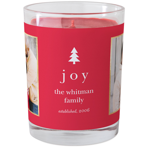 Simple Evergreen Joy Glass Candle, Glass, Fireside Spice, 9oz, Red