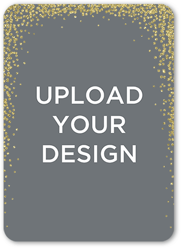 Upload Your Own Snowfall Birthday Invitation, White, Antique Gold Glitter, Matte, Signature Smooth Cardstock, Rounded