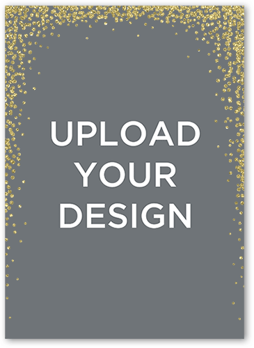 Upload Your Own Snowfall  Valentine's Card, White, Antique Gold Glitter, Matte, Signature Smooth Cardstock, Square, White