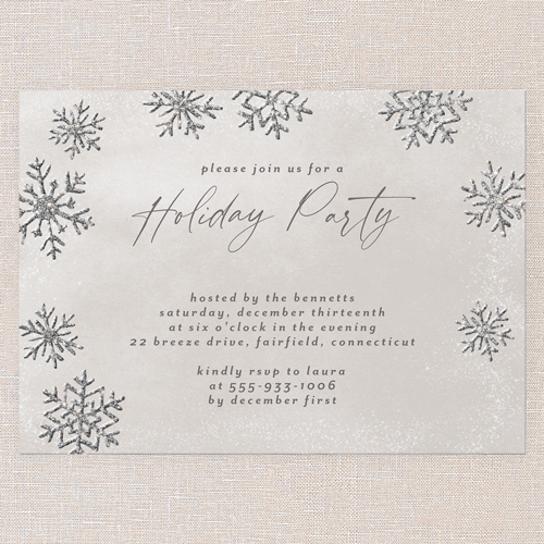 Frosted Gathering Holiday Invitation, Beige, Holiday, Silver Glitter, Matte, Signature Smooth Cardstock, Square, Wheat