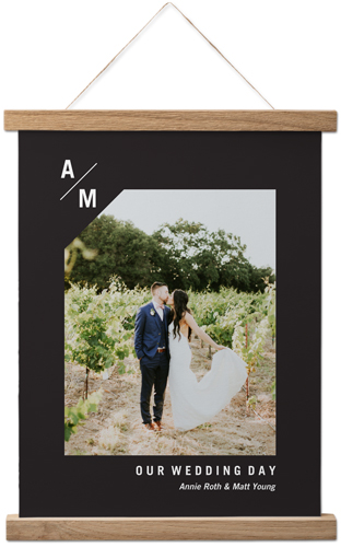 Modern and Minimal Monogram Hanging Canvas Print, Natural, 11x14, Gray, charcoal