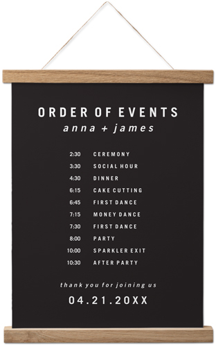 Modern and Minimal Order of Events Hanging Canvas Print, Natural, 11x14, Gray