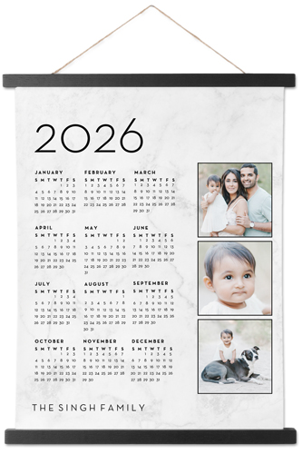Photo Calendar Hanging Canvas Print, Black, 11x14, White, white