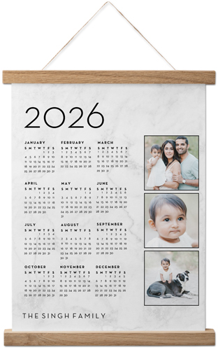 Photo Calendar Hanging Canvas Print, Natural, 11x14, White, white