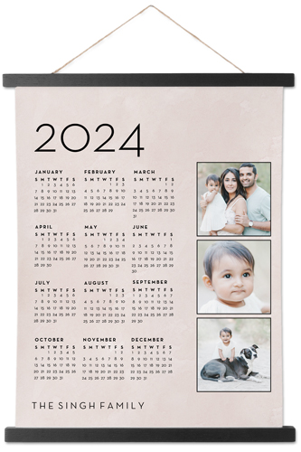 Photo Calendar Hanging Canvas Print, Black, 11x14, Pink, rose