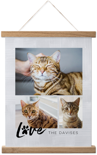 Rustic Love Paw Hanging Canvas Print, Natural, 11x14, Gray, silver lining