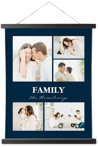 Picture Gallery Collage of Five Hanging Canvas Print, Black, 11x14, Blue, midnight