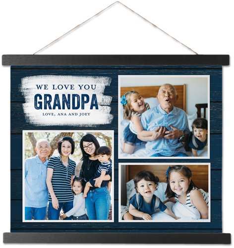 Brushed Collage Hanging Canvas Print, Black, 11x14, Blue